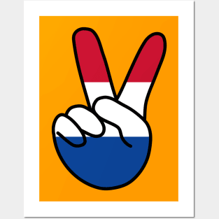 Netherlands Flag V Sign Posters and Art